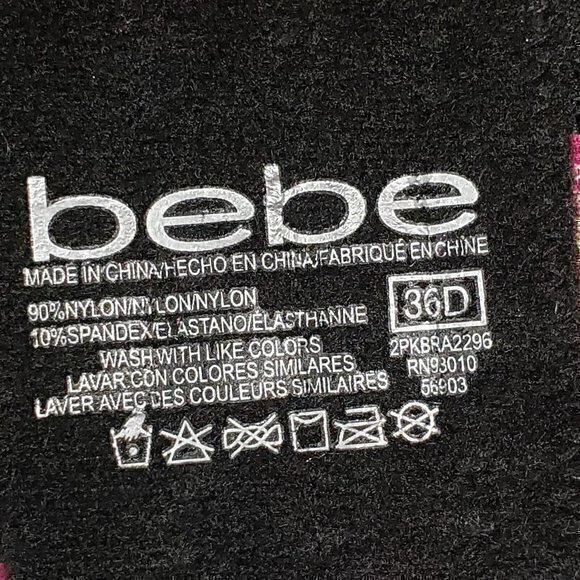 2 PACK BEBE INTIMATES PLUNGE GENTLE LIFT UNDERWIRE BRAS 36D Pink/Black TAGLESS - Picture 6 of 7